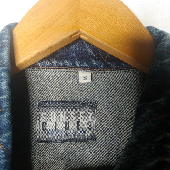 Vintage 1980s Sunset Blues Womens Small Denim Jean Jacket Dark Acid Wash Retro - Picture 9 of 9